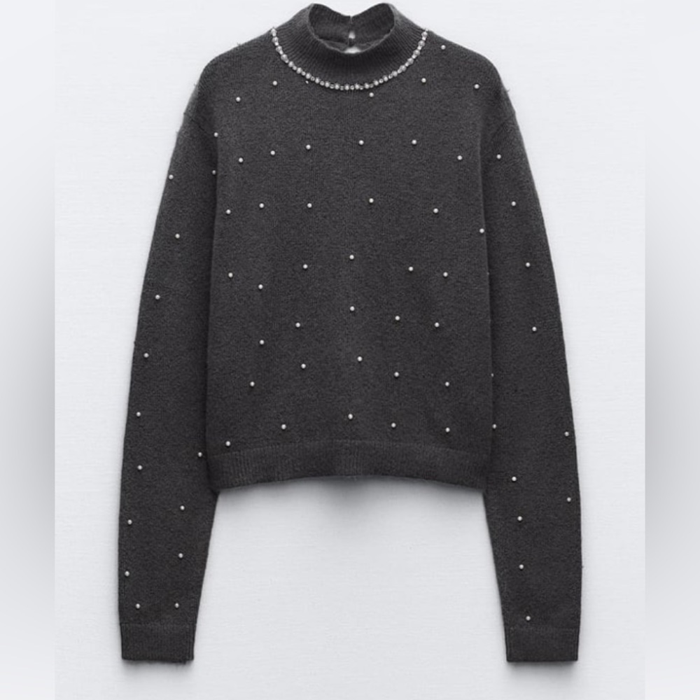 Zara Knit Sweater with Pearls